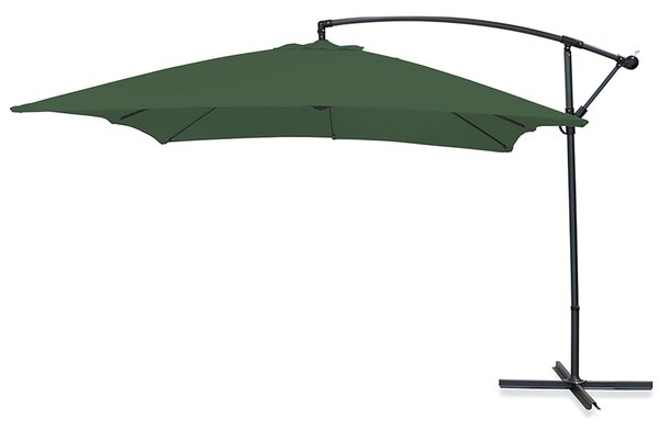 Ombrellone Lampara da Giardino Palo Laterale Ø300 cm in Acciaio e Poliestere Verde Kios