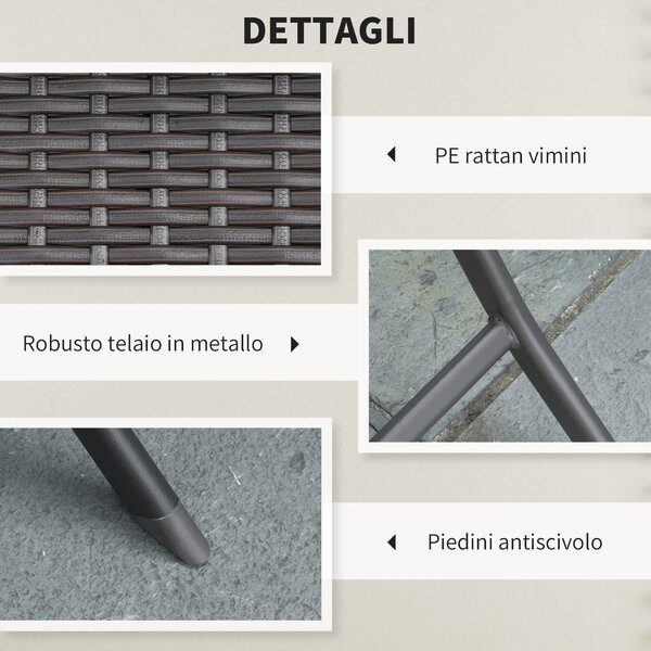 Outsunny Mobili da Giardino in Rattan Set 1 Tavolino e 2 Sedie da Giardino Pieghevoli 3pz Nero|Aosom