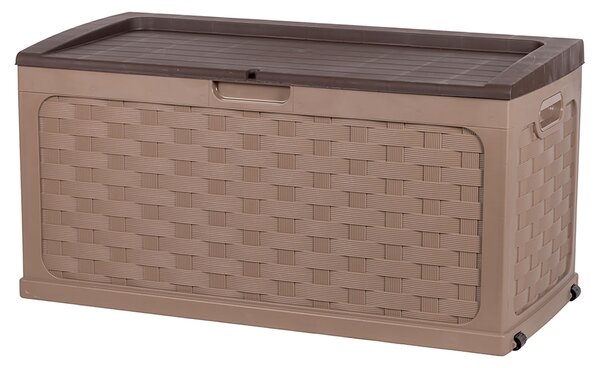 Baule Multifunzione da Giardino 116x56,3x58,3 cm in Plastica PP Marrone