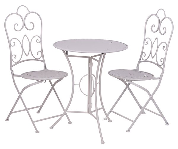 Set Bistrot Tavolo e 2 Sedie da Esterno in Ferro Bianco Provence Breakfast