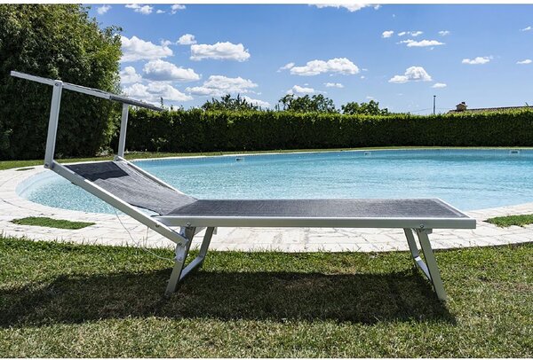 Lettino Mare Con Parasole Richiudibile Silver Mélange Riccione