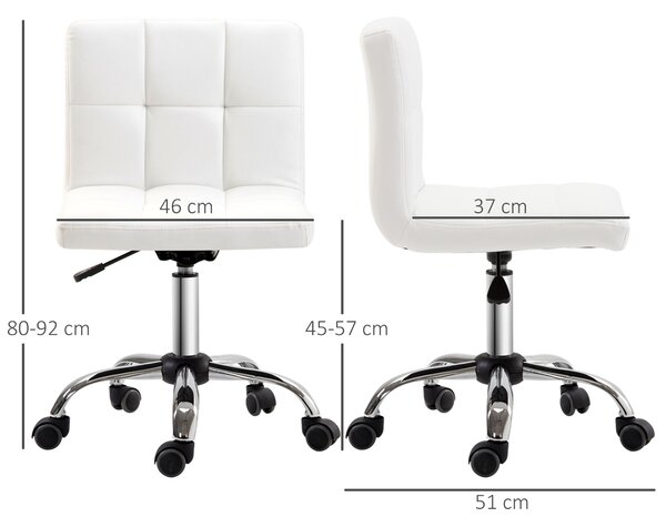 HOMCOM Sedia da Ufficio Girevole con Rotelle e Altezza Regolabile, Poltrona da Ufficio Imbottita Ergonomica in Pelle, 46×51×80-92cm|Aosom Italy