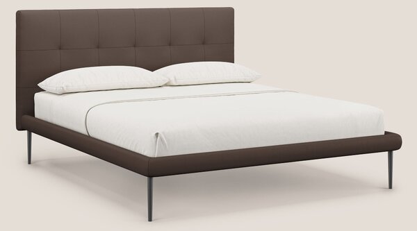 Midori letto imbottito trapuntato in ecopelle con piedini alti T04 mar