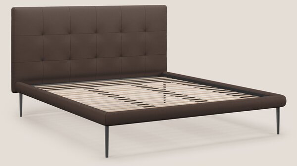 Midori letto imbottito trapuntato in ecopelle con piedini alti T04 mar