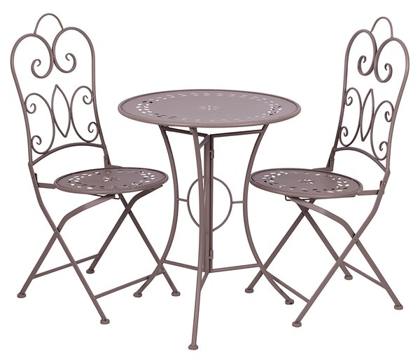Set Bistrot Tavolo e 2 Sedie da Esterno in Ferro Tortora Provence Breakfast
