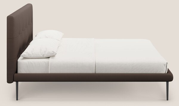Midori letto imbottito trapuntato in ecopelle con piedini alti T04 mar