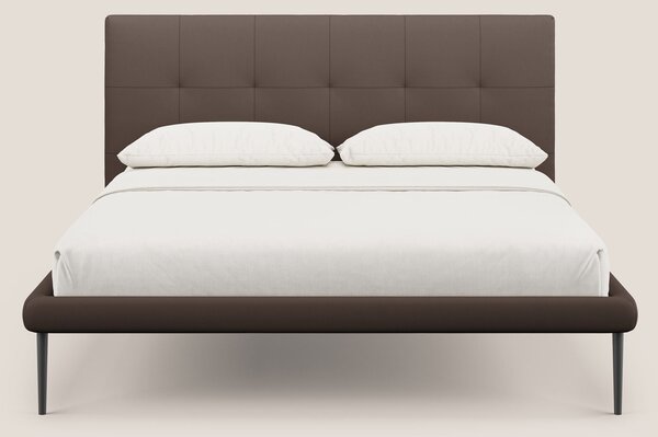 Midori letto imbottito trapuntato in ecopelle con piedini alti T04 mar