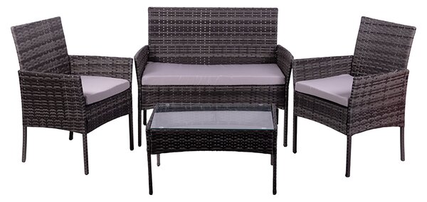 Set Salotto da Giardino 4 Posti Effetto Rattan Antracite Rodi