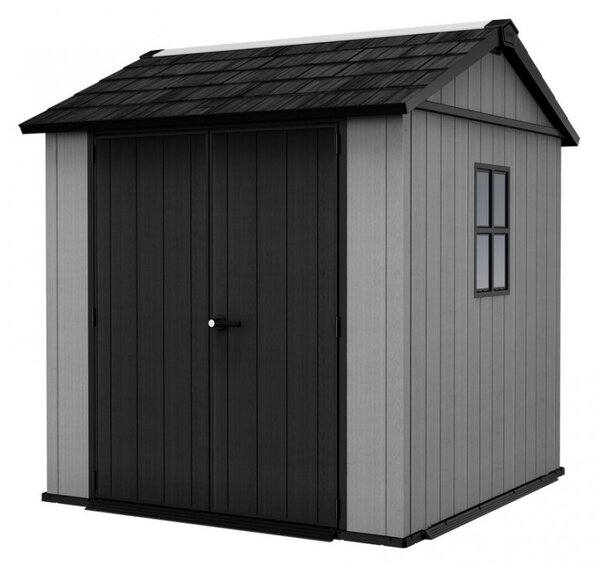 Casetta Box da Giardino 230x223,8x246 cm Newton Plus 757/775 Doppia Opzione Montaggio in Resina Evotech+ Grigio cm