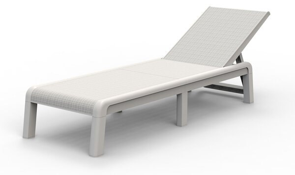 Lettino da Giardino Prendisole 187,5x58x29 cm Reclinabile in 4 Posizione Keter Mallorca Effetto Juta Bianco