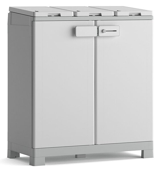 Armadio Pattumiera Differenziata 2 Ante 94x45x101 cm Keter Recyclo Premium Grigio e Bianco