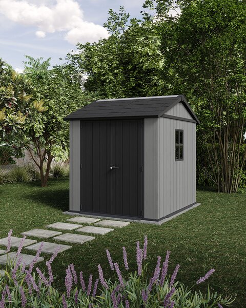 Casetta Box da Giardino 230x223,8x246 cm Newton Plus 757/775 Doppia Opzione Montaggio in Resina Evotech+ Grigio cm