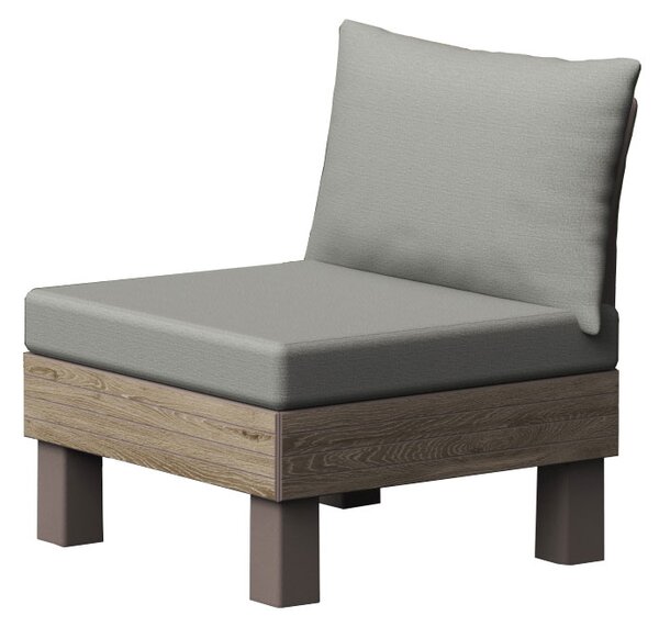 Seduta Modulare Keter Elements con Schienale e Cuscino Verde Muschio 65x74x80 cm Effetto Legno Ashwood e Cappuccino