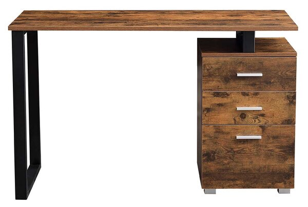 Scrivania con Cassettiera 120x50x75 cm in MDF e Acciaio Legno e Nero