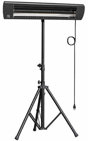 Riscaldatore Elettrico a Infrarossi da Esterno 2500 W 87x81x180 cm IP65 con Telecomando e Timer in Alluminio Nero