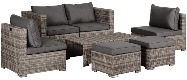 Outsunny Salotto da Esterno in Rattan PE da 8 Pezzi, Set Mobili da Giardino Salvaspazio con Poltrone, Tavolini e Sgabelli, Grigio|Aosom