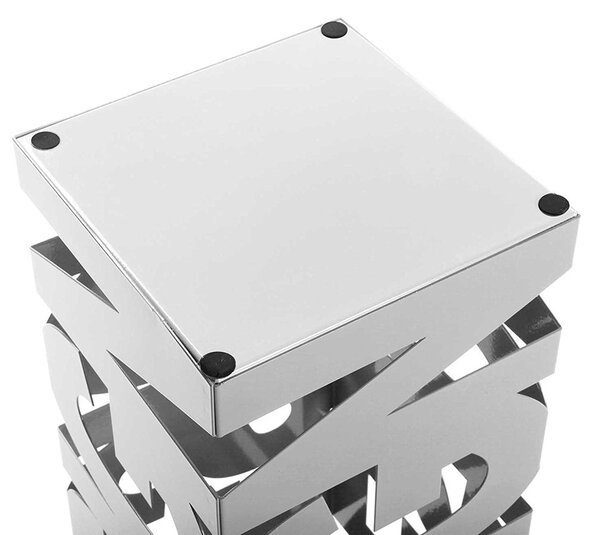 Portaombrelli Design Quadrato 49x15,5x15,5 cm Vaschetta Salvagoccia in Ferro Bianco