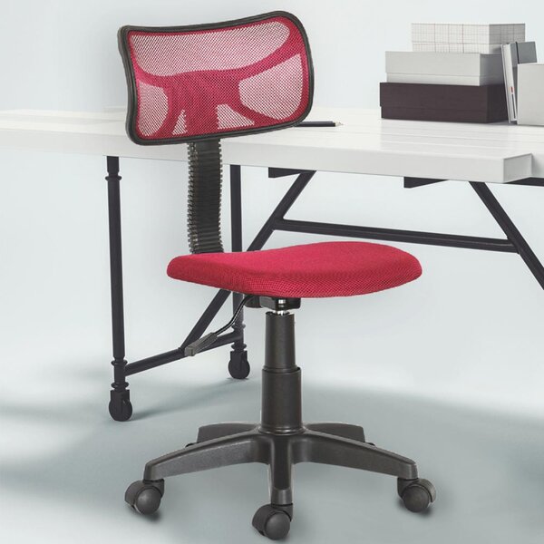 Sedia Girevole 5 Ruote per Ufficio Cameretta con Schienale Ergonomico in Tessuto a Rete Rosso