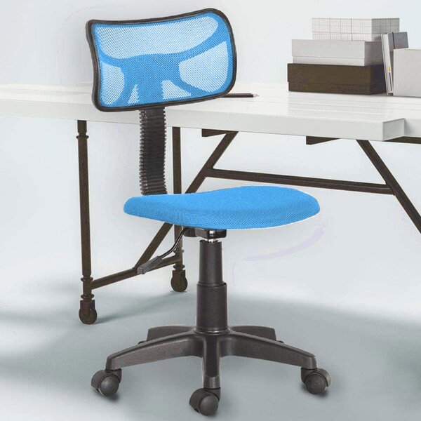 Sedia Girevole 5 Ruote per Ufficio Cameretta con Schienale Ergonomico in Tessuto a Rete Azzurro