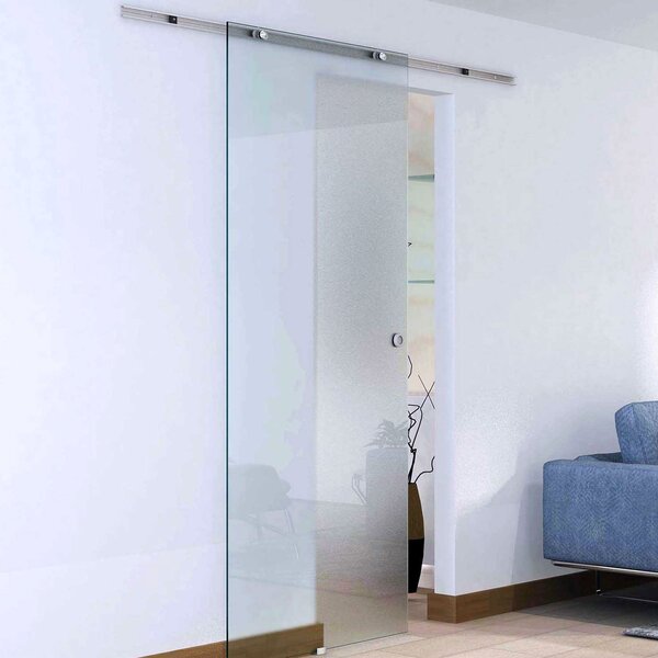 HOMCOM Porta trasparente Scorrevole con Binario B3 in Alluminio per Bagno Cucina Studio, 205x90x0,8cm, Trasparente satinato | Aosom Italy