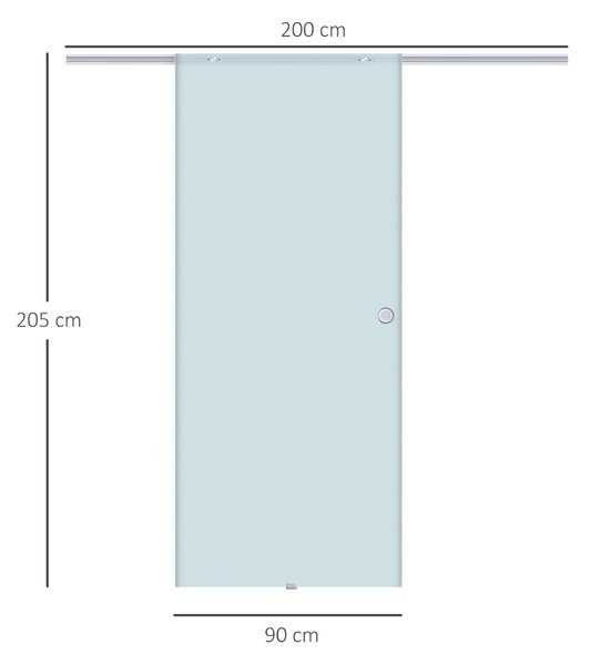 HOMCOM Porta trasparente Scorrevole con Binario B3 in Alluminio per Bagno Cucina Studio, 205x90x0,8cm, Trasparente satinato | Aosom Italy