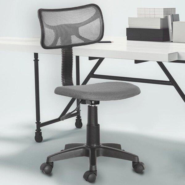 Sedia Girevole 5 Ruote per Ufficio Cameretta con Schienale Ergonomico in Tessuto a Rete Grigio