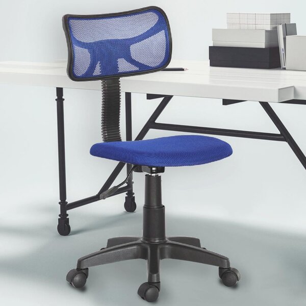 Sedia Girevole 5 Ruote per Ufficio Cameretta con Schienale Ergonomico in Tessuto a Rete Blu