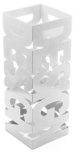 Portaombrelli Design Quadrato 49x15,5x15,5 cm Vaschetta Salvagoccia in Ferro Bianco