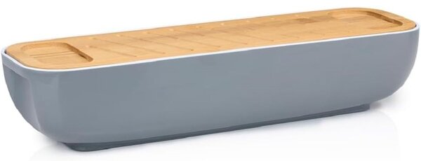 Portapane con Coperchio 40x12x8,5 cm per Baguette con Tagliere in Legno Bambù