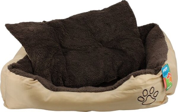 Cuccia per Animali Domestici Taglia S Imbottita Lettino per Cani e Gatti in Peluche Marrone e Beige
