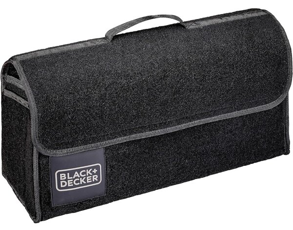 BLACK+DECKER Borsa Organizer da Viaggio per Bagagliaio 55x15x23 cm Chiusura Velcro Nero
