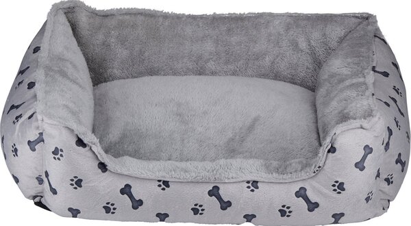Cuccia Letto per Cani e Gatti 53x46x17 cm Cuscino per Animali Domestici con Stampa in Peluche Grigio