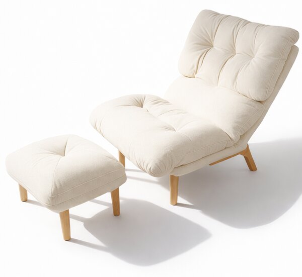 Poltrona Reclinabile con Poggiapiedi Imbottitura Alta Densità Seduta Ergonomica Beige