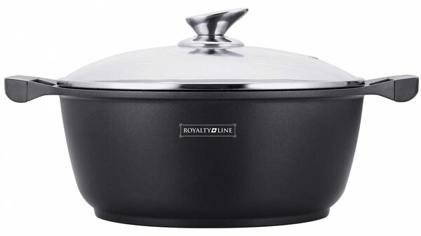 Casseruola Pentola Royalty Line con Rivestimento Antiaderente Effetto Marmo 24 cm Nero