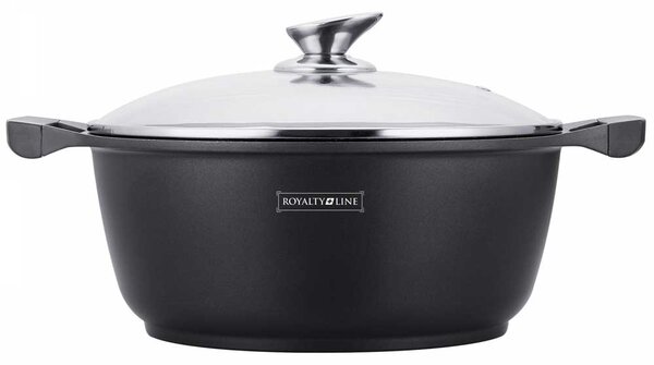 Casseruola Pentola Royalty Line con Rivestimento Antiaderente Effetto Marmo 26 cm Nero