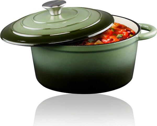 Casseruola con Coperchio Royalty Line Casseruola 24 cm Adatto a Tutti i Fornelli in Ghisa Verde