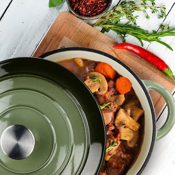 Casseruola con Coperchio Royalty Line Casseruola 24 cm Adatto a Tutti i Fornelli in Ghisa Verde