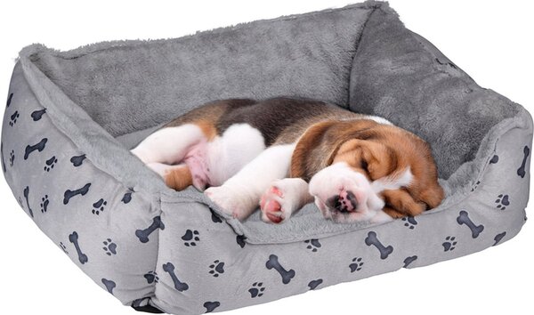 Cuccia Letto per Cani e Gatti 53x46x17 cm Cuscino per Animali Domestici con Stampa in Peluche Grigio