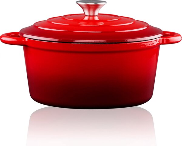Casseruola con Coperchio Royalty Line Casseruola 24 cm Adatto a Tutti i Fornelli in Ghisa Rosso