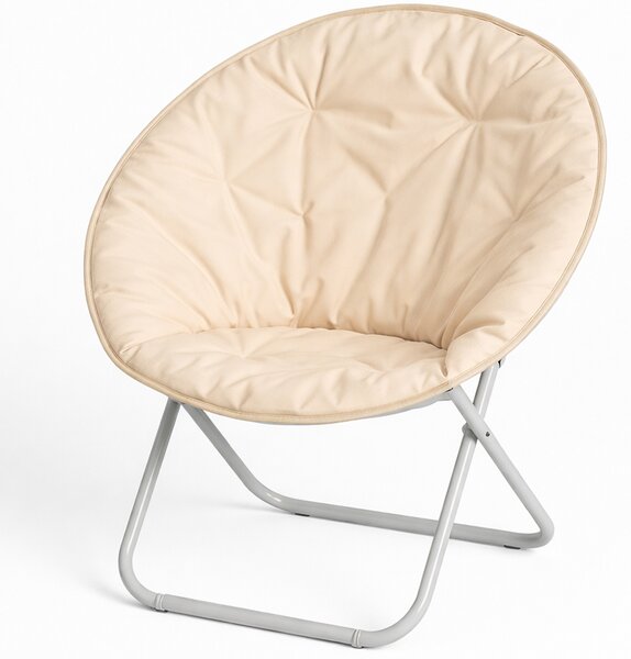 Poltrona Relax Ergonomica Pieghevole Salvaspazio Moon 60x78x78 cm Sedia Regista Imbottita Beige