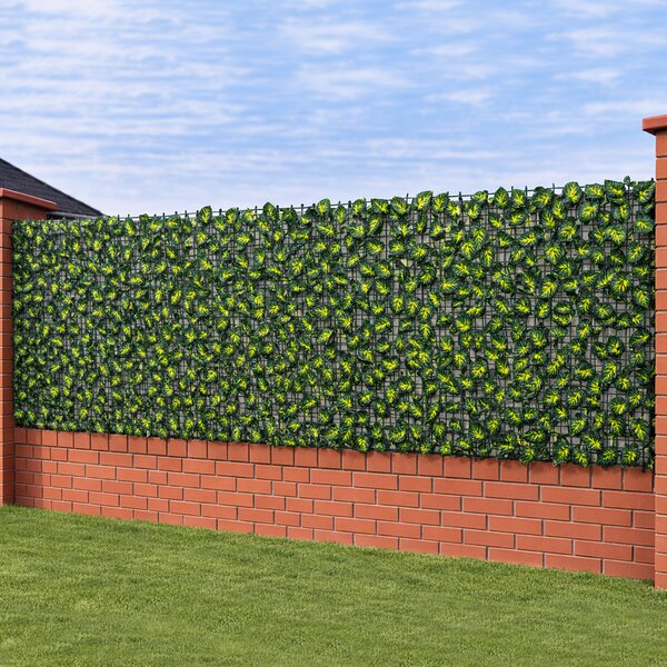 Siepe Artificiale Sintetica 1x 3 m Rotolo Rete Anticaduta con Foglie Estive
