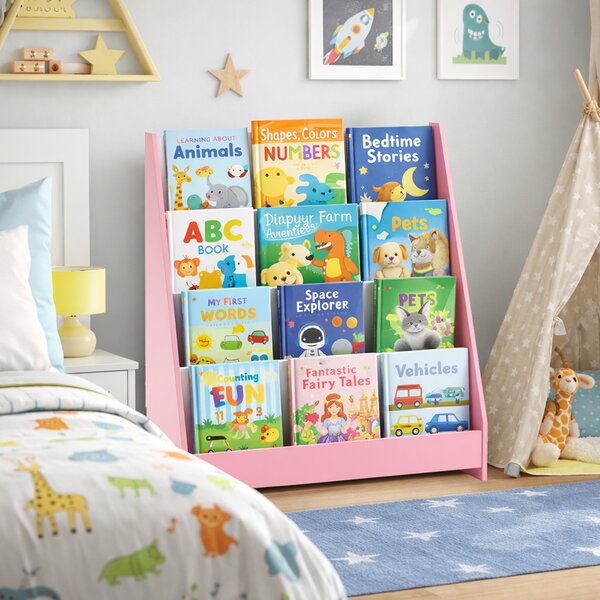 Libreria Montessoriana per Bambini 80x30x88 cm Scaffale in Legno Rosa