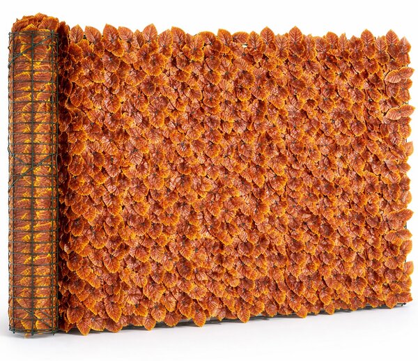 Siepe Artificiale Sintetica 1x 3 m Rotolo Rete Anticaduta con Foglie Autunnali