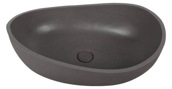 Kamalu lavabo da appoggio asimmetrico con finitura terrazzo grigia scura | kteris-570gr