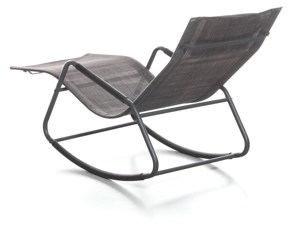 Sedia Sdraio a Dondolo da Giardino Rocking Lounge 143x57x81 cm in Textilene Grigio
