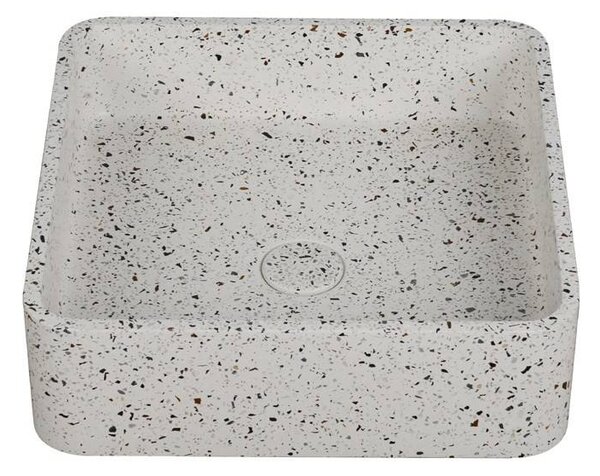 Kamalu lavabo da appoggio quadrato con finitura terrazzo stracciatella | kteri-400str