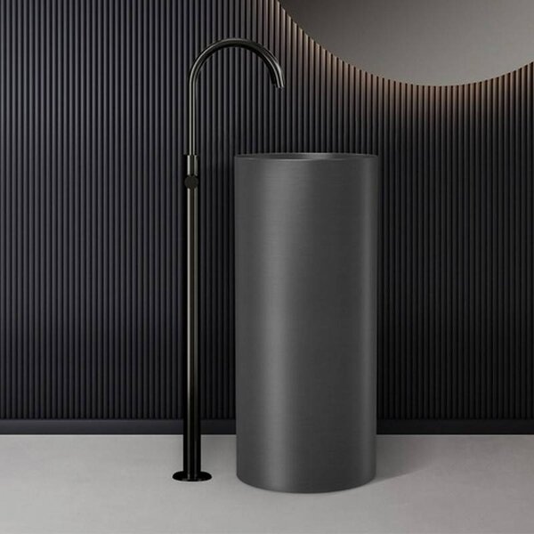 Kamalu lavabo da terra freestanding con drenaggio a pavimento finitura gun metal | kgl46000p
