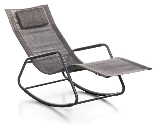 Sedia Sdraio a Dondolo da Giardino Rocking Lounge 143x57x81 cm in Textilene Grigio