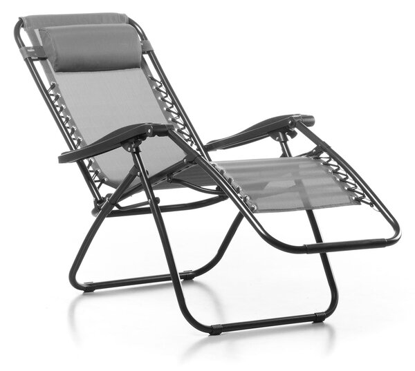 Sedia Sdraio da Giardino Gran Relax 88x65x110 cm in Textilene Grigio