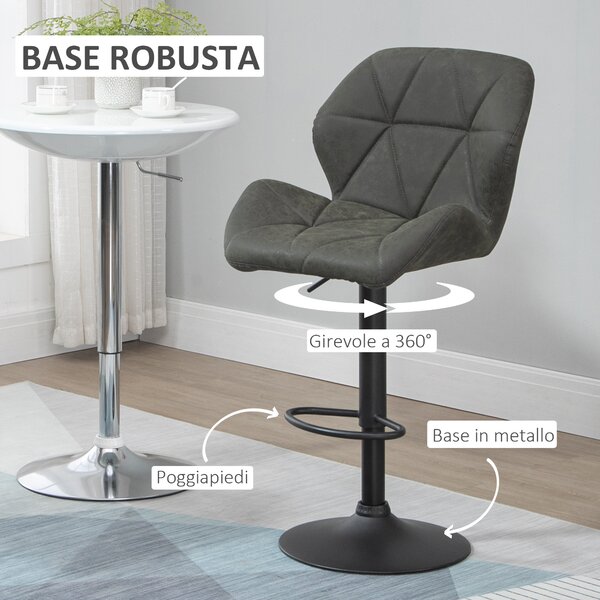HOMCOM Set 2 Sgabelli da Cucina Moderni in Similpelle con Schienale e Poggiapiedi, Sgabelli da Bar di Design con Base Rotonda, Verde | Aosom Italy
